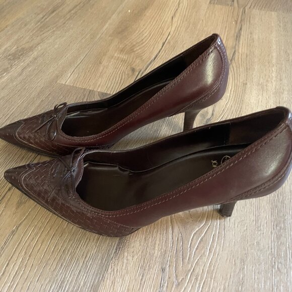 Circa Joan & David Blake Women's Brown leather Heel Pointed Toe Shoes 8 - Picture 1 of 9